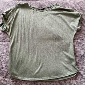 Colette - Army Green Short Sleeve T-Shirt with Open Shoulders - Size Small